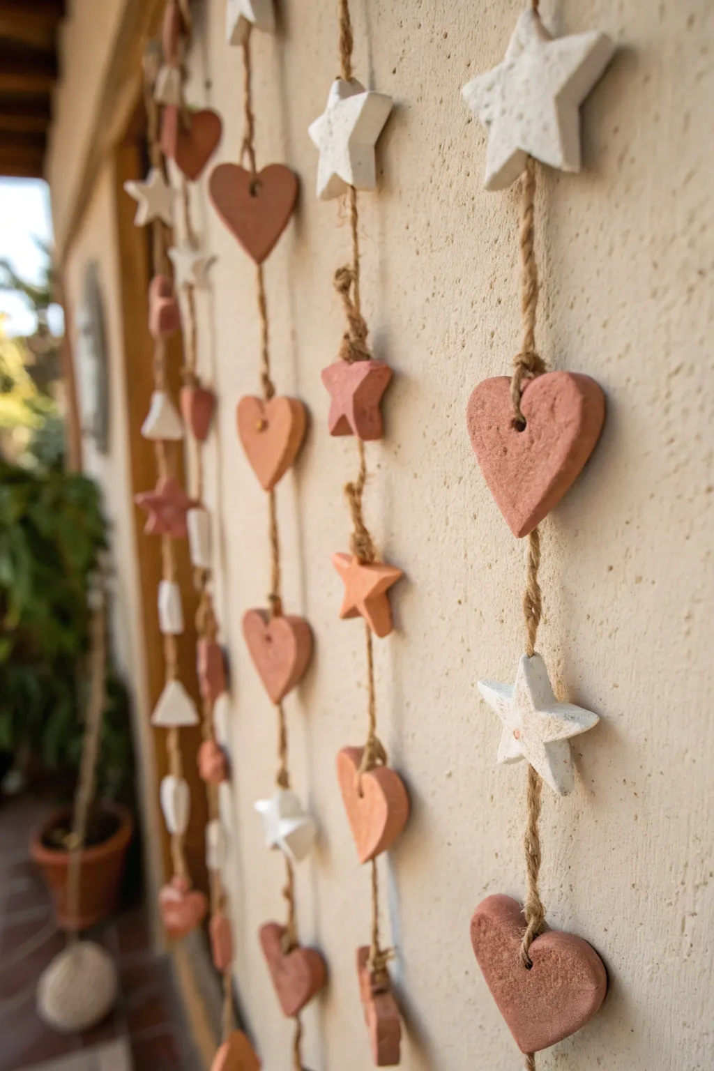 Embrace the art of simplicity with a handcrafted clay garland that adds a touch of elegance to any space.