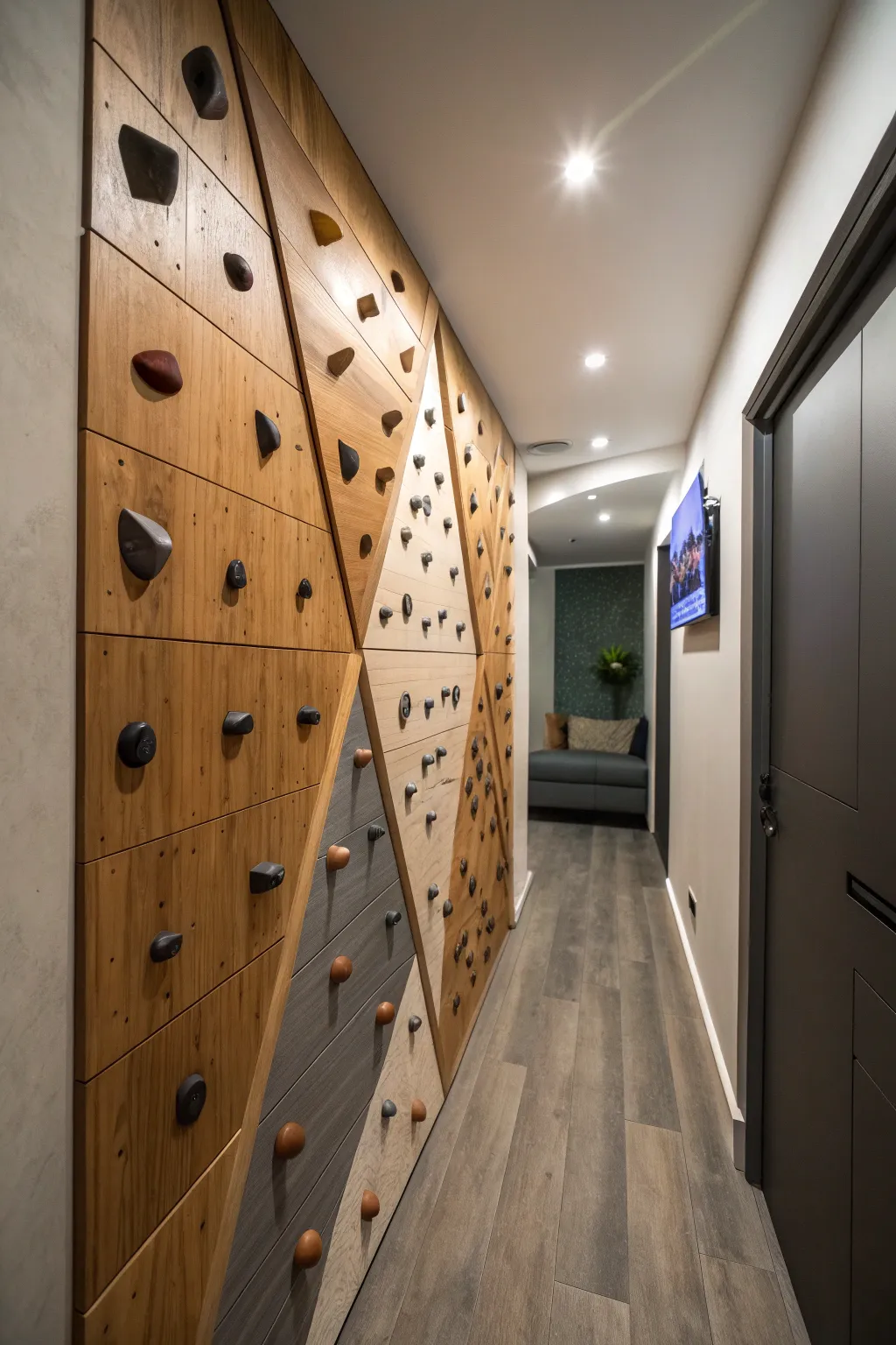 Elevate your space with a sleek, handcrafted mini climbing wall for quick challenges on the go!