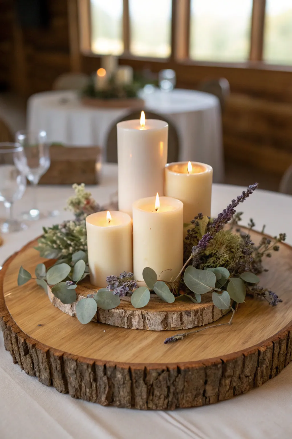 Transform your dining table with this rustic candle centerpiece - a blend of warmth, simplicity, and natural elegance.