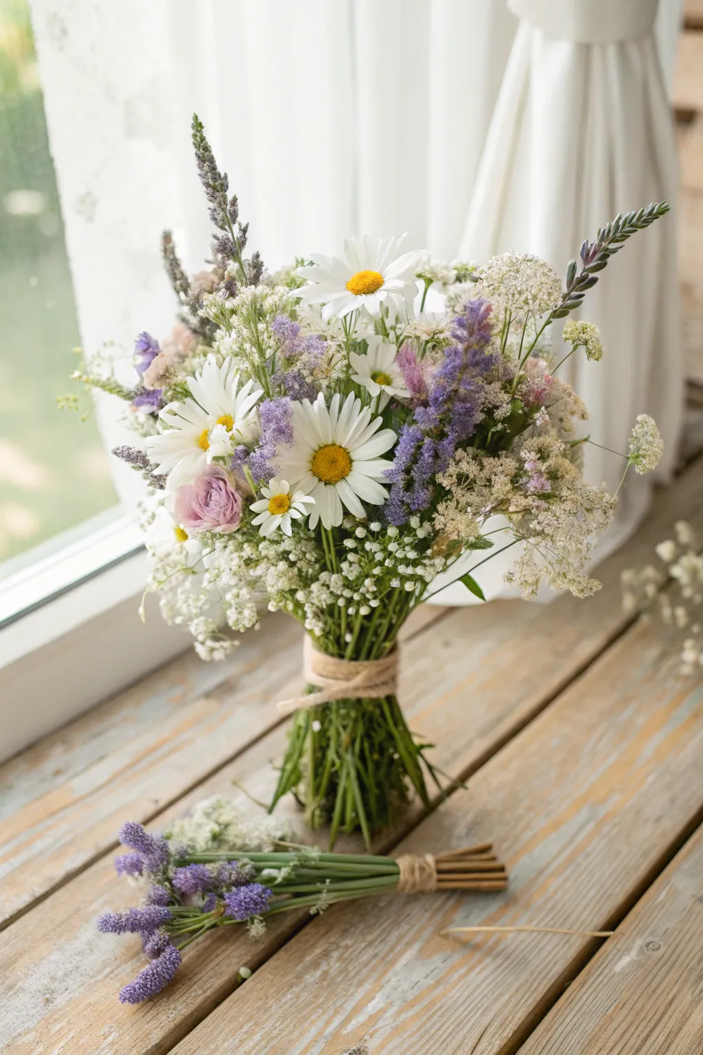 Embrace the charm of nature with a wildflower bouquet, perfect for a rustic country wedding.
