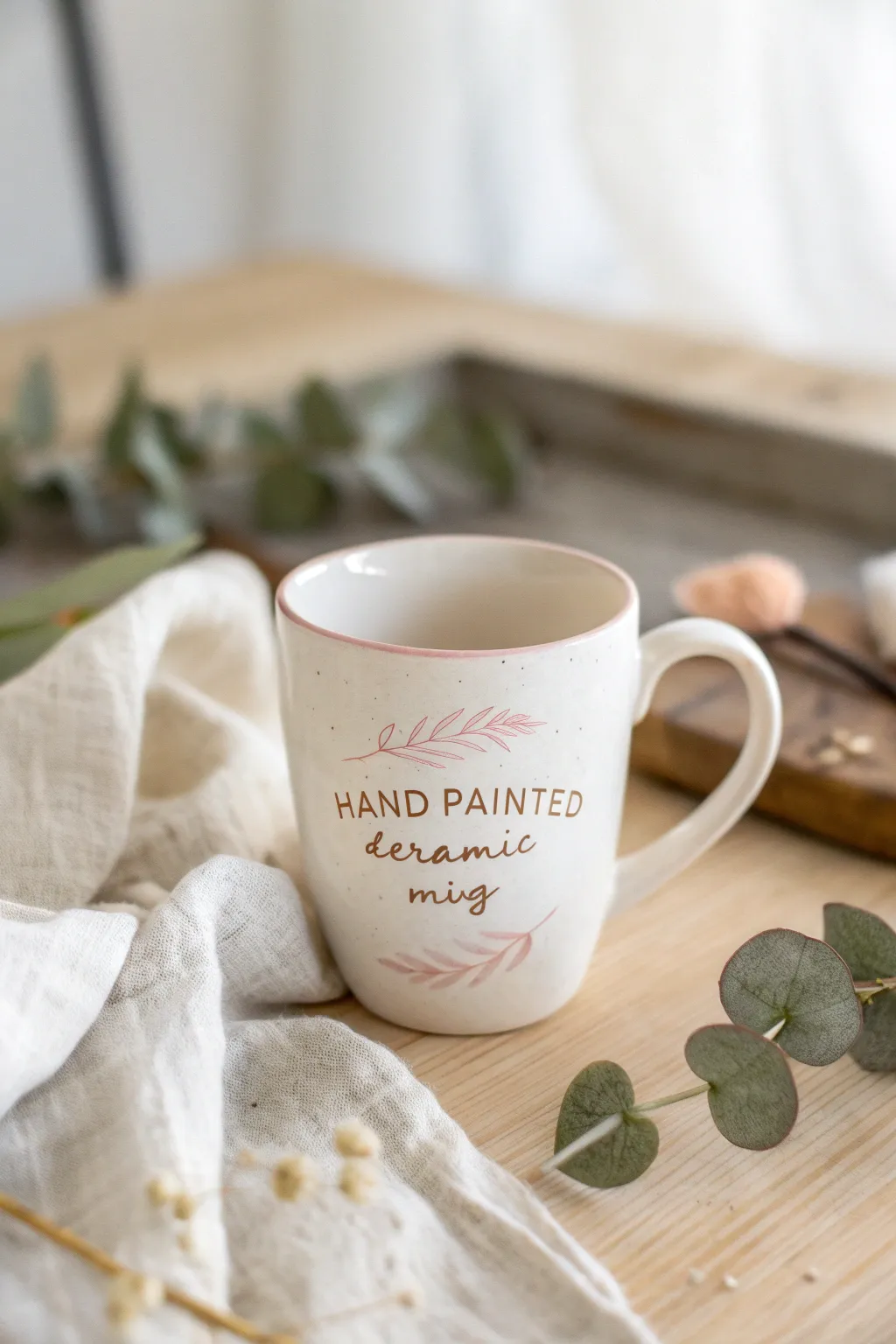 Craft a heartfelt morning ritual with a hand-painted mug that speaks to the heart.
