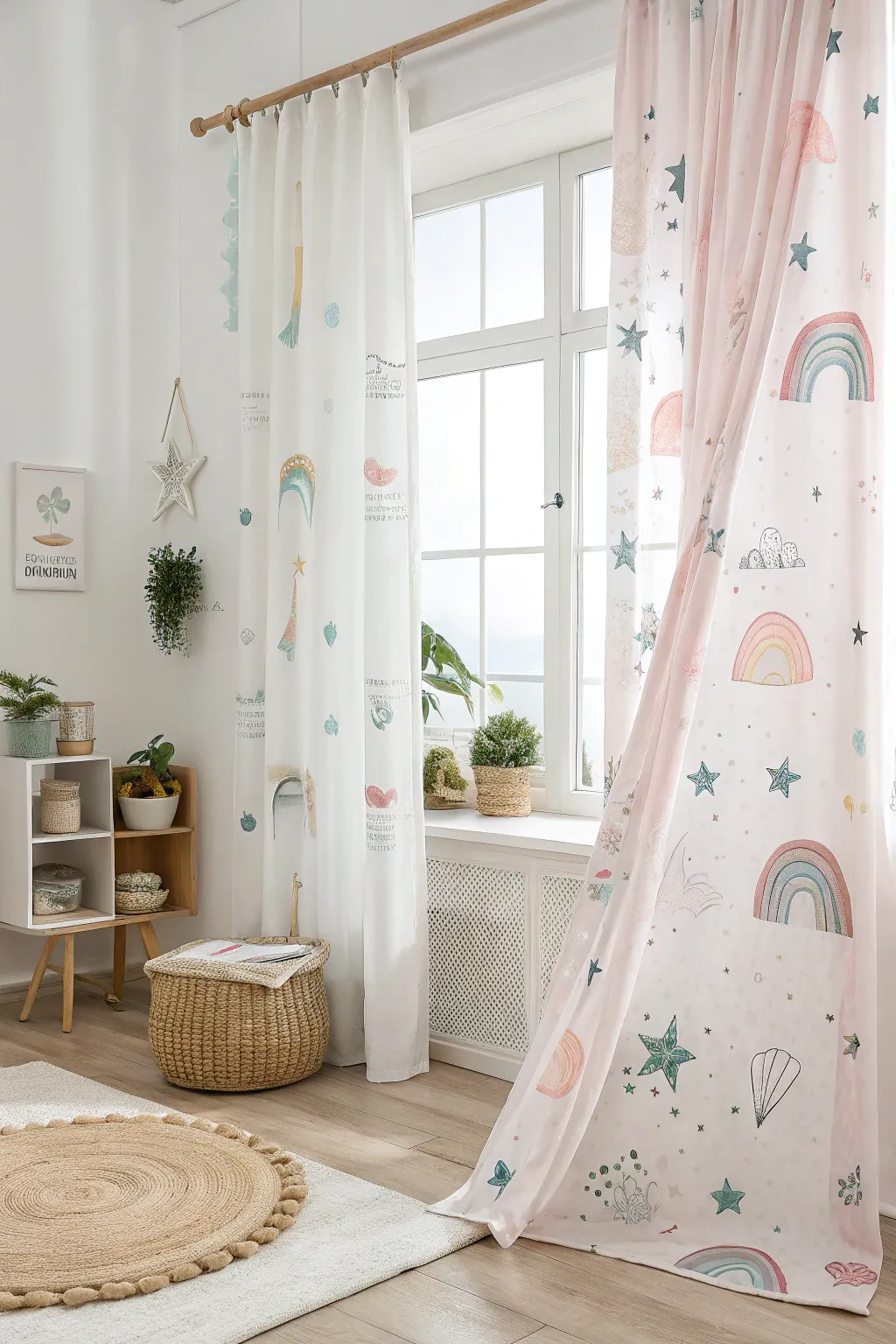 Transform her room with whimsical curtains that dance with the light—a perfect blend of Scandinavian minimalism and Boho charm.