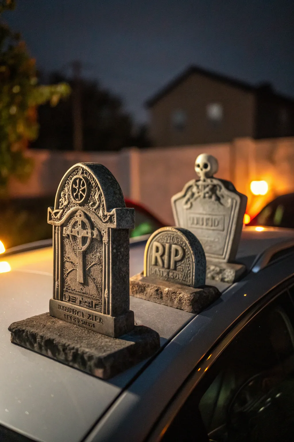 Elevate your ride with a hauntingly detailed miniature graveyard this Halloween.