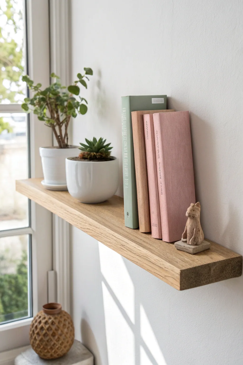 Elevate your space with minimalist floating shelves – where Scandinavian simplicity meets boho charm.