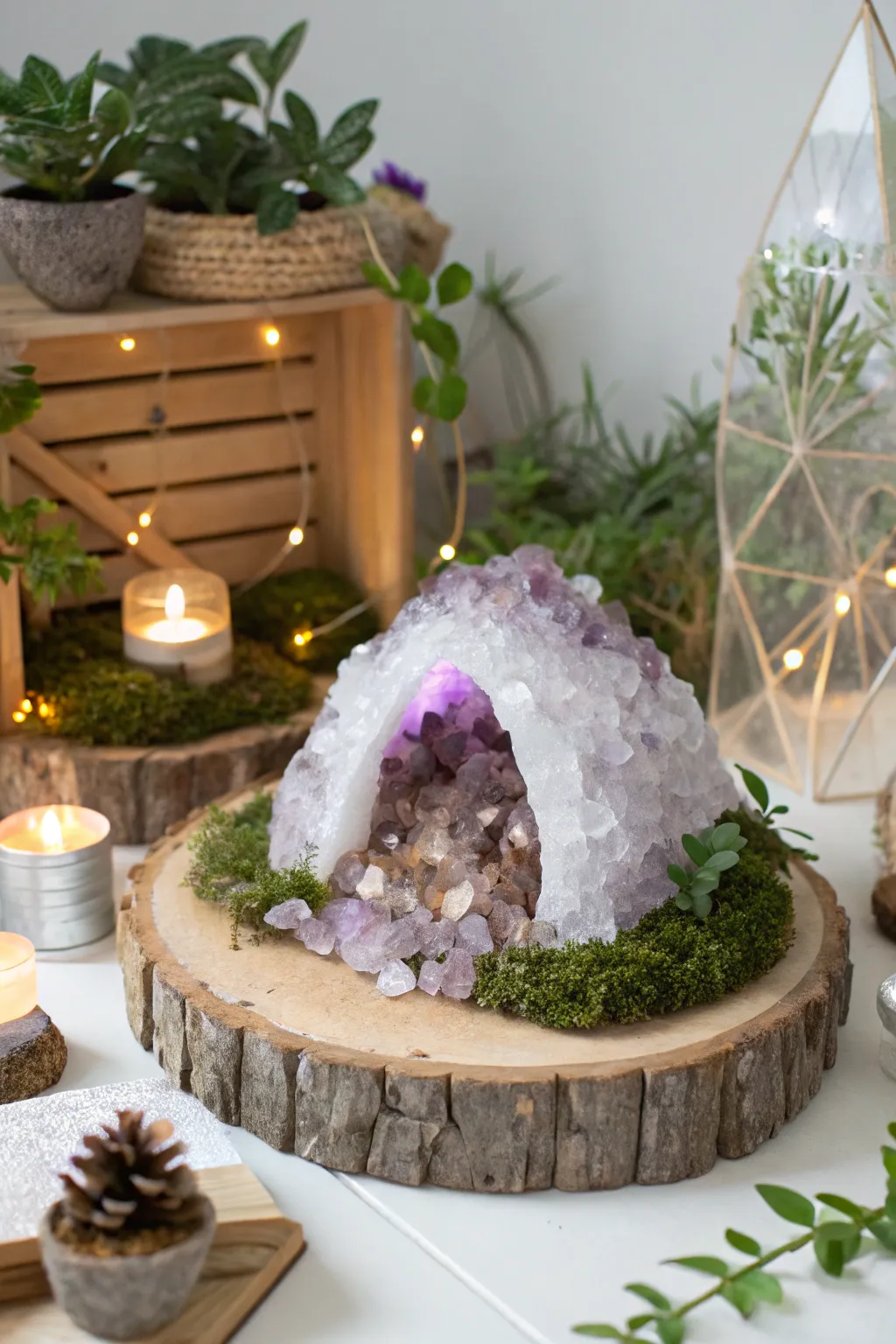 Add a touch of enchantment to your home with a DIY crystal cave fairy garden.