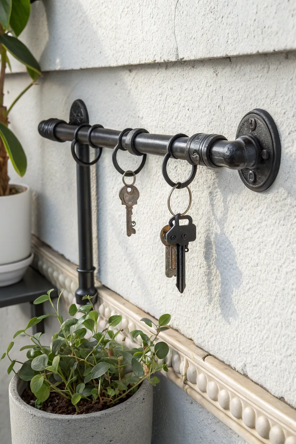 Elevate your entryway with a chic industrial pipe key holder that marries urban style with minimalist elegance.