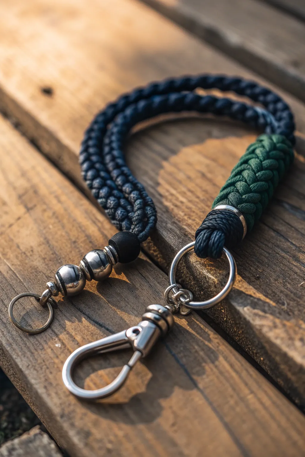 Elevate your everyday carry with this ruggedly stylish keychain, where bold beads meet expertly braided cords.