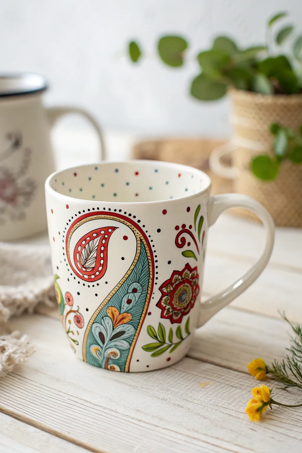 Sip in style with retro vibes! This DIY mug design brings a touch of nostalgia and color to your kitchen.