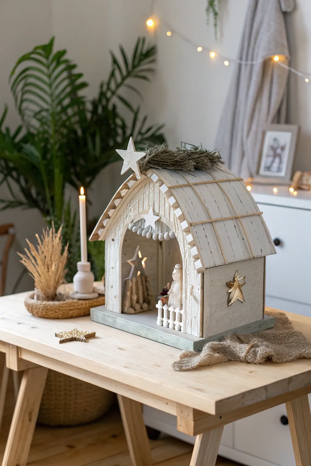 Craft your own enchanting paper mache stable, blending simplicity with natural charm for a cozy holiday decor.
