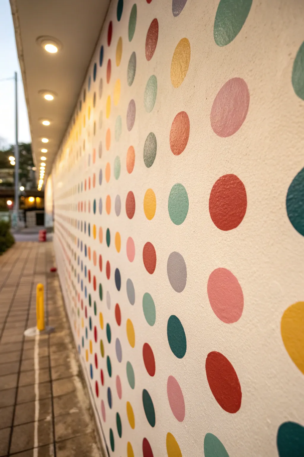Craft your walls with personality - handpainted polka dots for a playful touch!