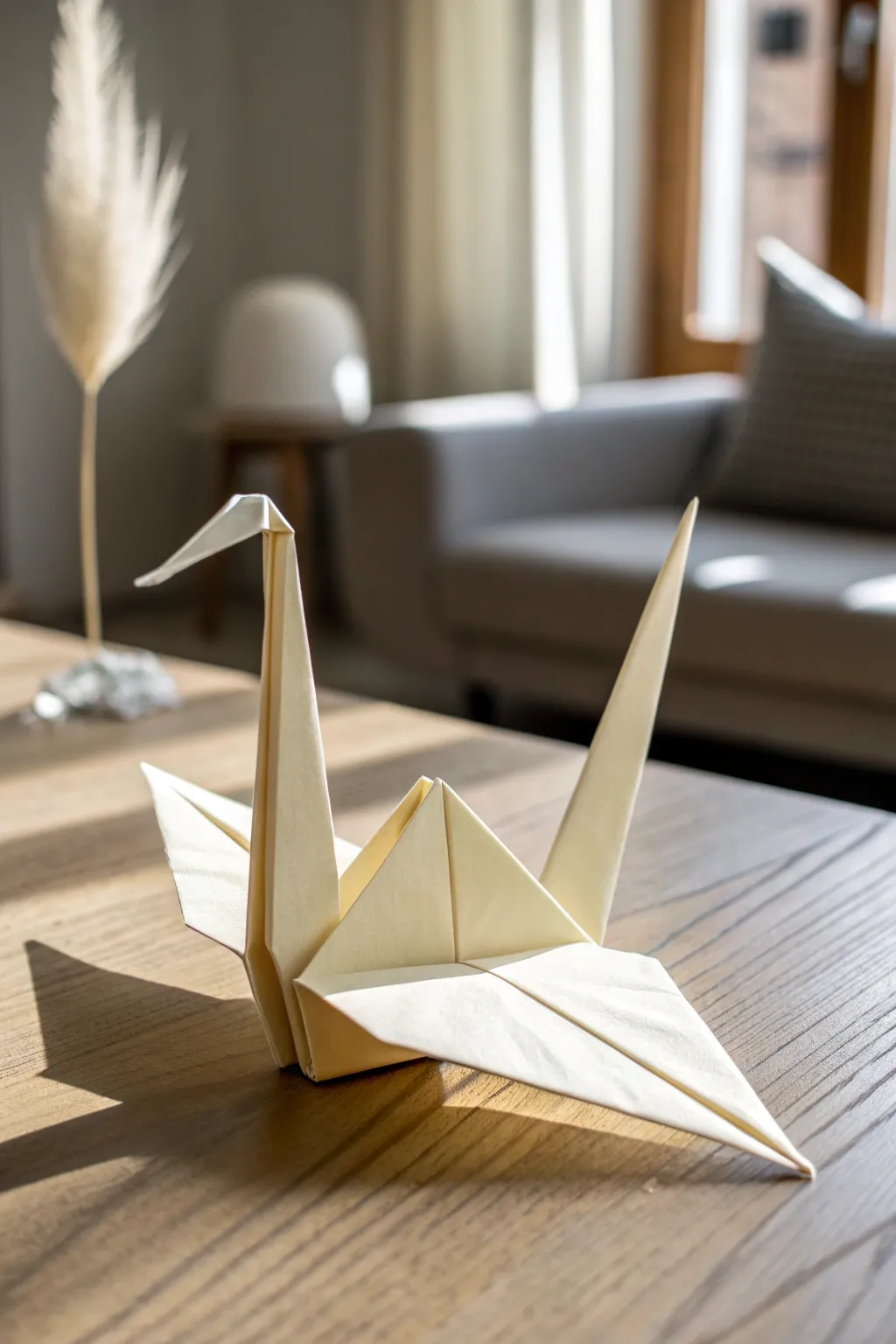 Embrace serenity with the delicate beauty of a handcrafted origami crane centerpiece.