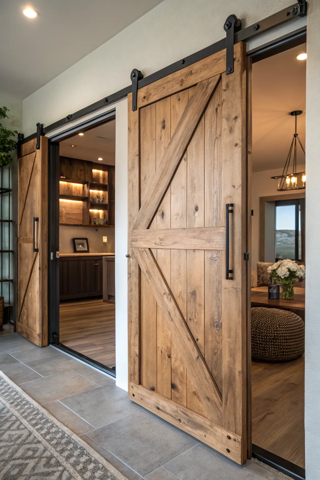 Transform your space with the timeless elegance of a sliding barn door.