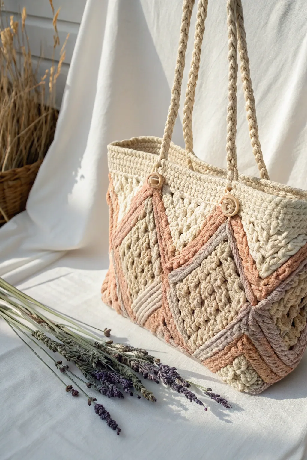 Embrace simplicity and style with this charming woven yarn bag, a perfect blend of Scandinavian minimalism and Boho elegance.