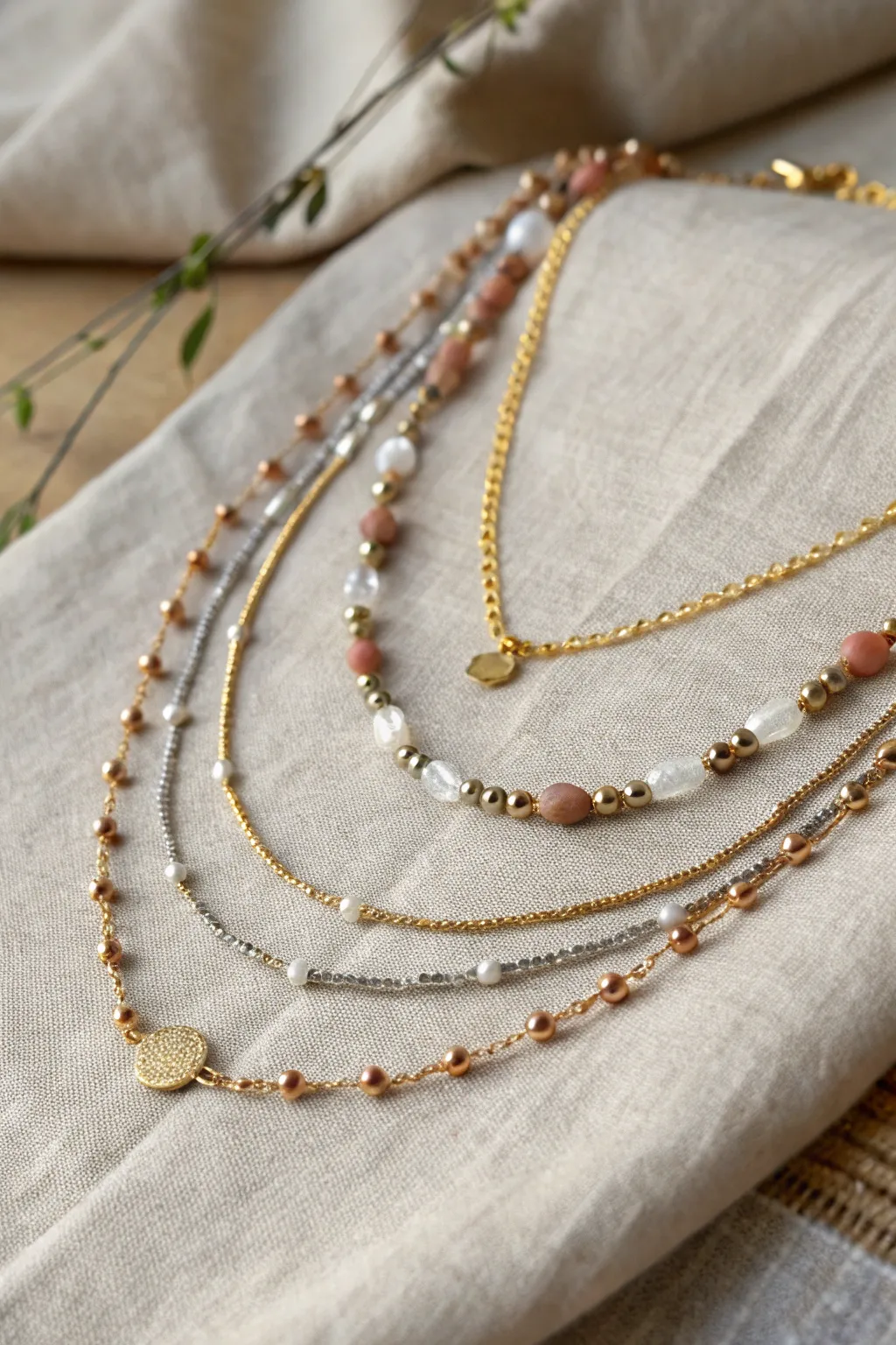 Elevate your style with a touch of bohemian flair—layered necklaces that blend minimalism and natural beauty.