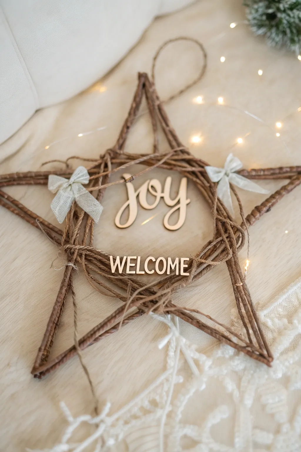 Welcome the season with a handcrafted star wreath, where simplicity meets personal charm.