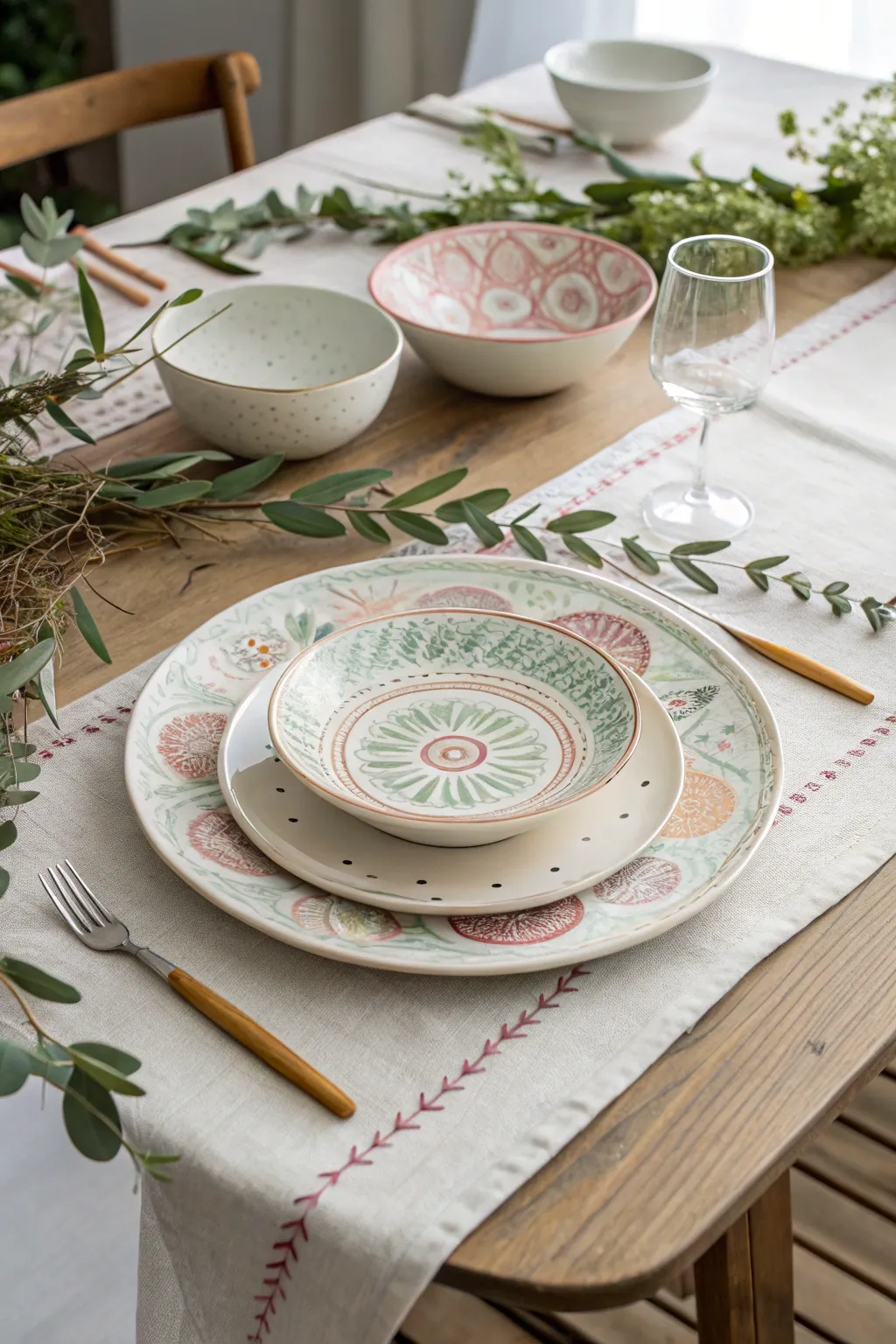 Elevate your dining experience with hand-painted ceramic plates, where simplicity meets boho charm.