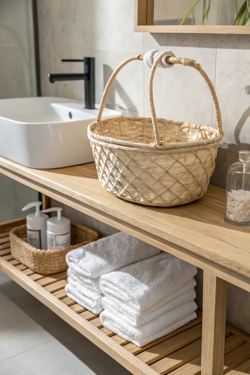 Transform wasted space into stylish storage with these chic under-shelf baskets.
