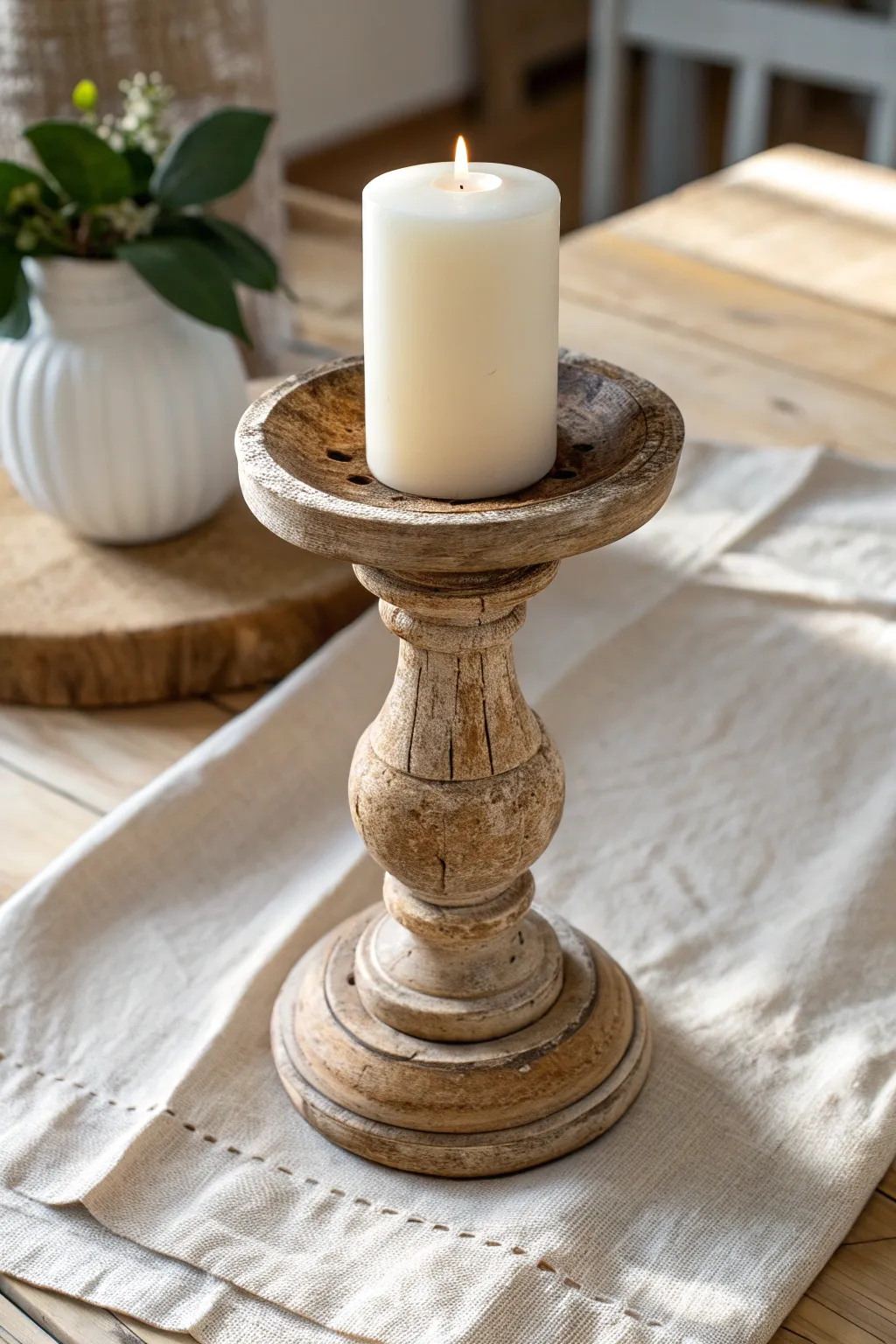 Embrace the timeless elegance of vintage-inspired wooden candle holders, where simplicity meets natural beauty.