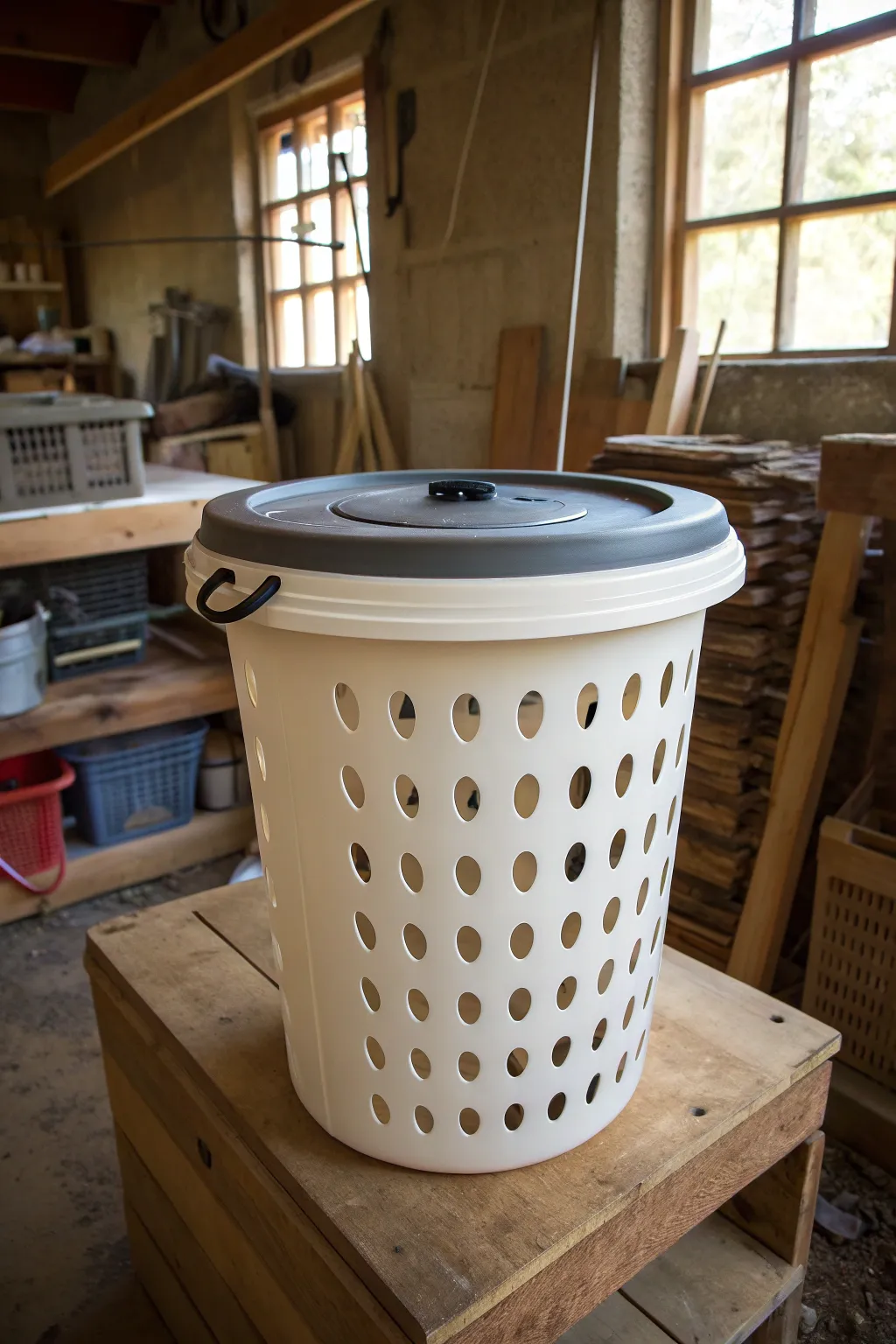 Transform a simple laundry basket into an efficient, breathable worm bin with a touch of craftsmanship.
