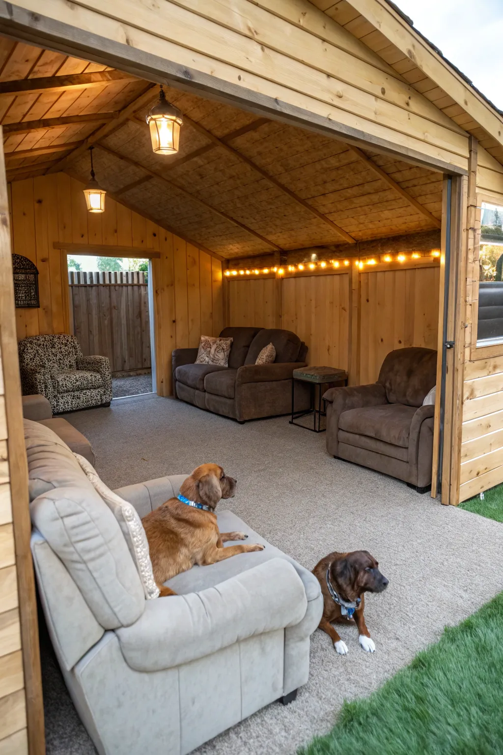 Custom furniture adds a personalized touch to the kennel.