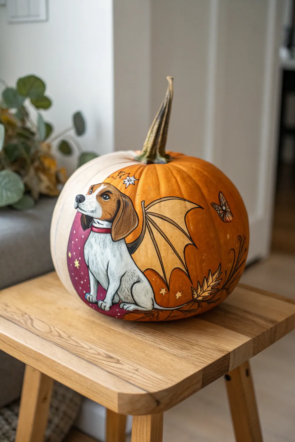 Transform your pumpkin into a whimsical masterpiece with fantasy-inspired dog designs.