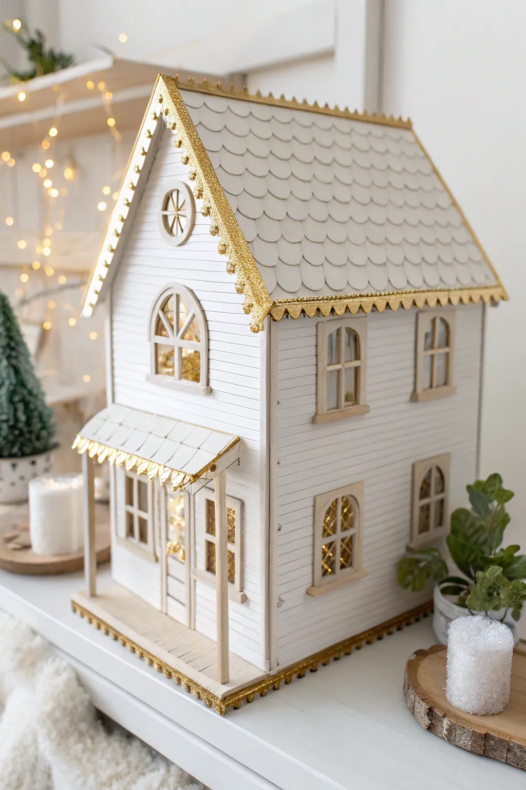 Add a touch of glam to your dollhouse with elegant gold trims for a stunning, minimalist look!