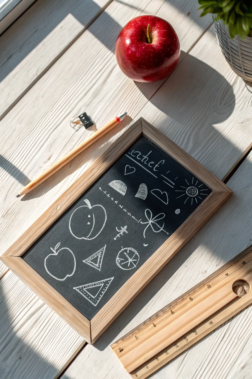 Capture the essence of teaching with a minimalist twist. 🍏📏✏️