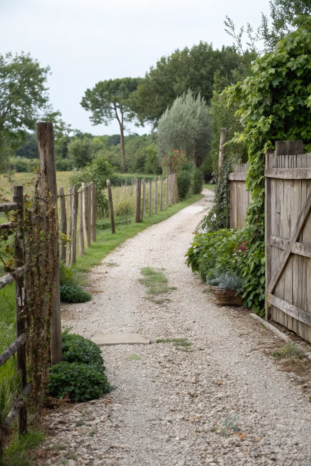 A natural gravel driveway.