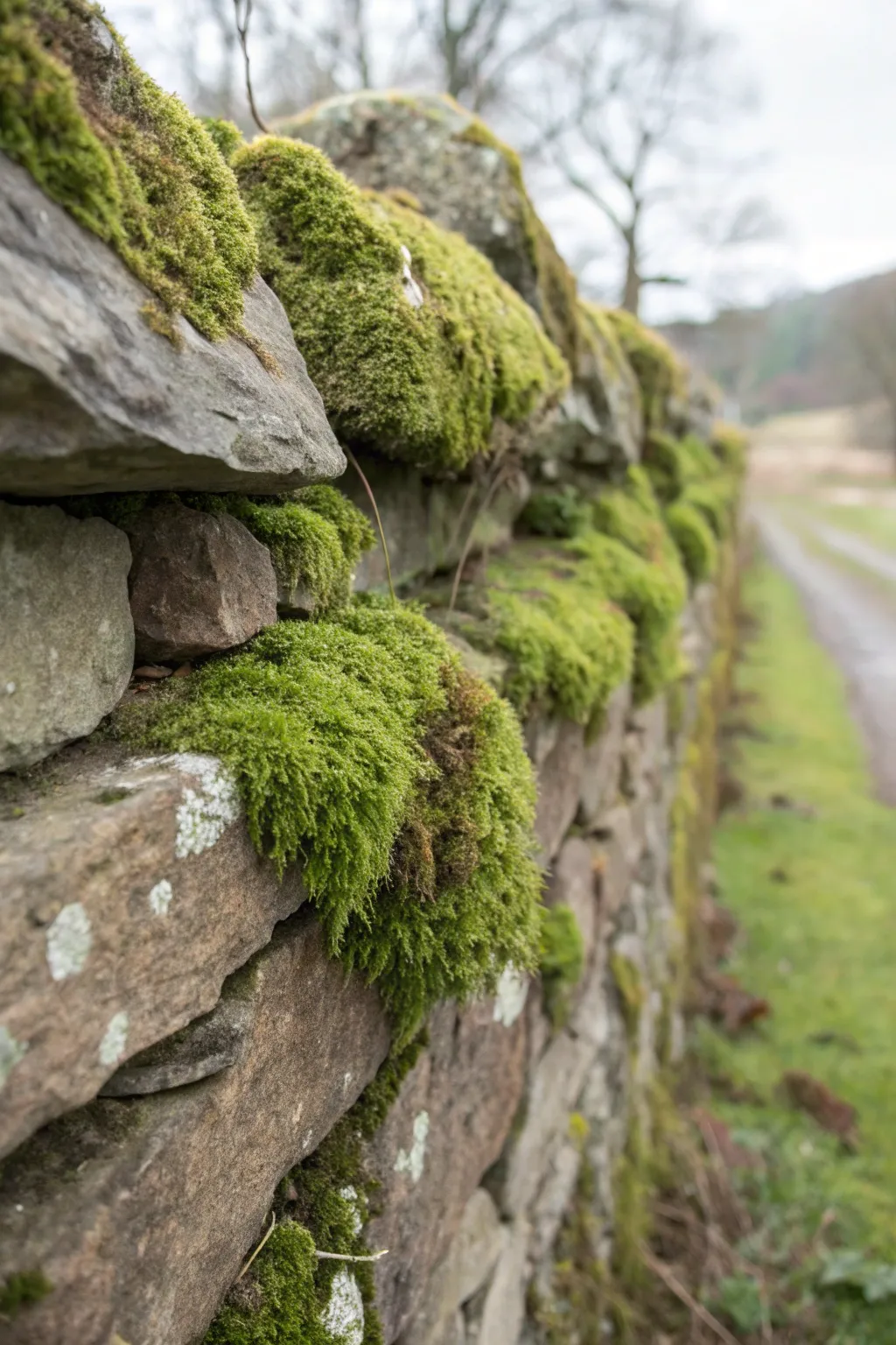 Nature's touch: Transform your retaining wall with the timeless charm of moss and lichens.