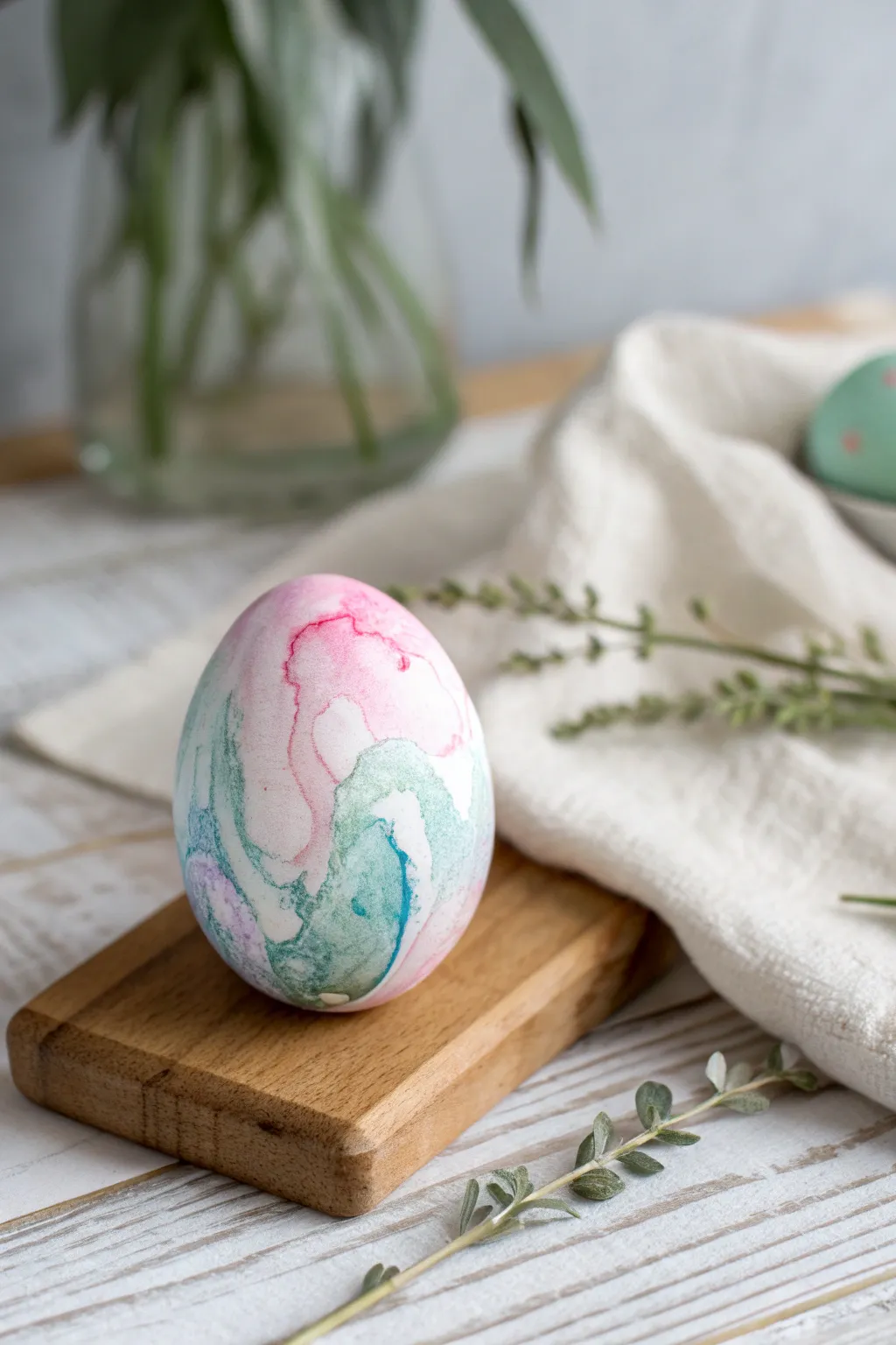 Discover the art of watercolor wonder with this beautifully crafted Easter egg, where simplicity meets elegance.