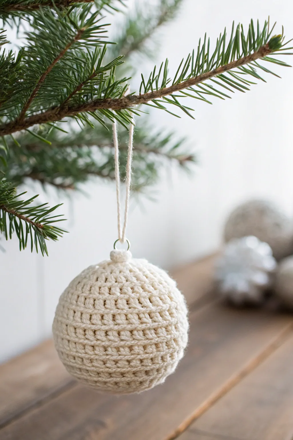 Add a touch of handmade elegance to your holiday decor with this crochet Christmas bauble.