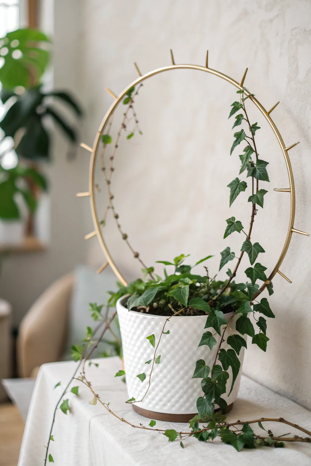 Elevate your plant game with a stylish hoop trellis—where simplicity meets strength.