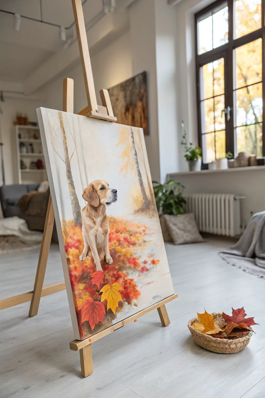 Capture the essence of each season with a simple yet stunning dog portrait. 🍂🐶 #SeasonalArt #MinimalistBoho