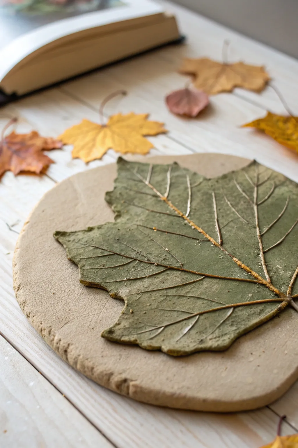 Capture nature's elegance with handcrafted clay leaf impressions, perfect for bringing a touch of autumn into your home.
