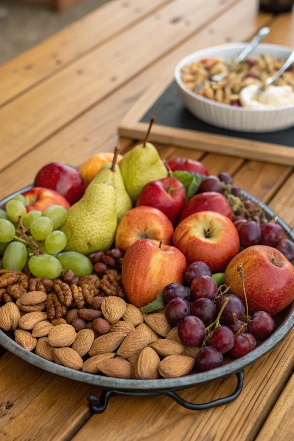 A fruit and nut platter that offers a delightful mix of textures.