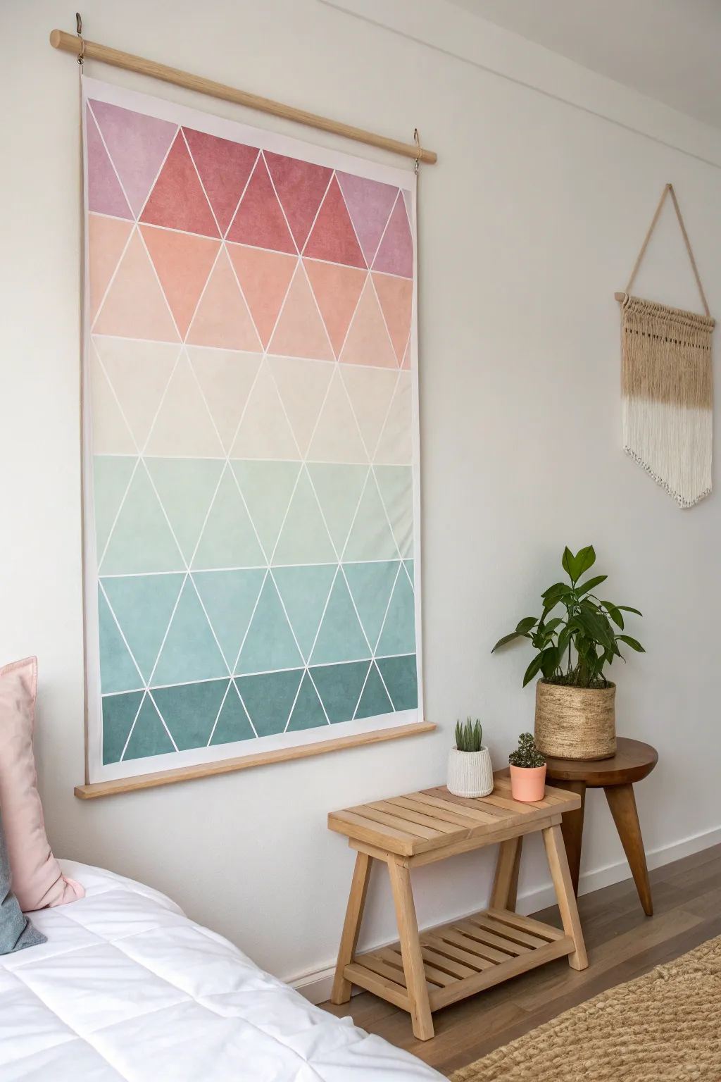 Transform your space with the calming allure of geometric ombre art.