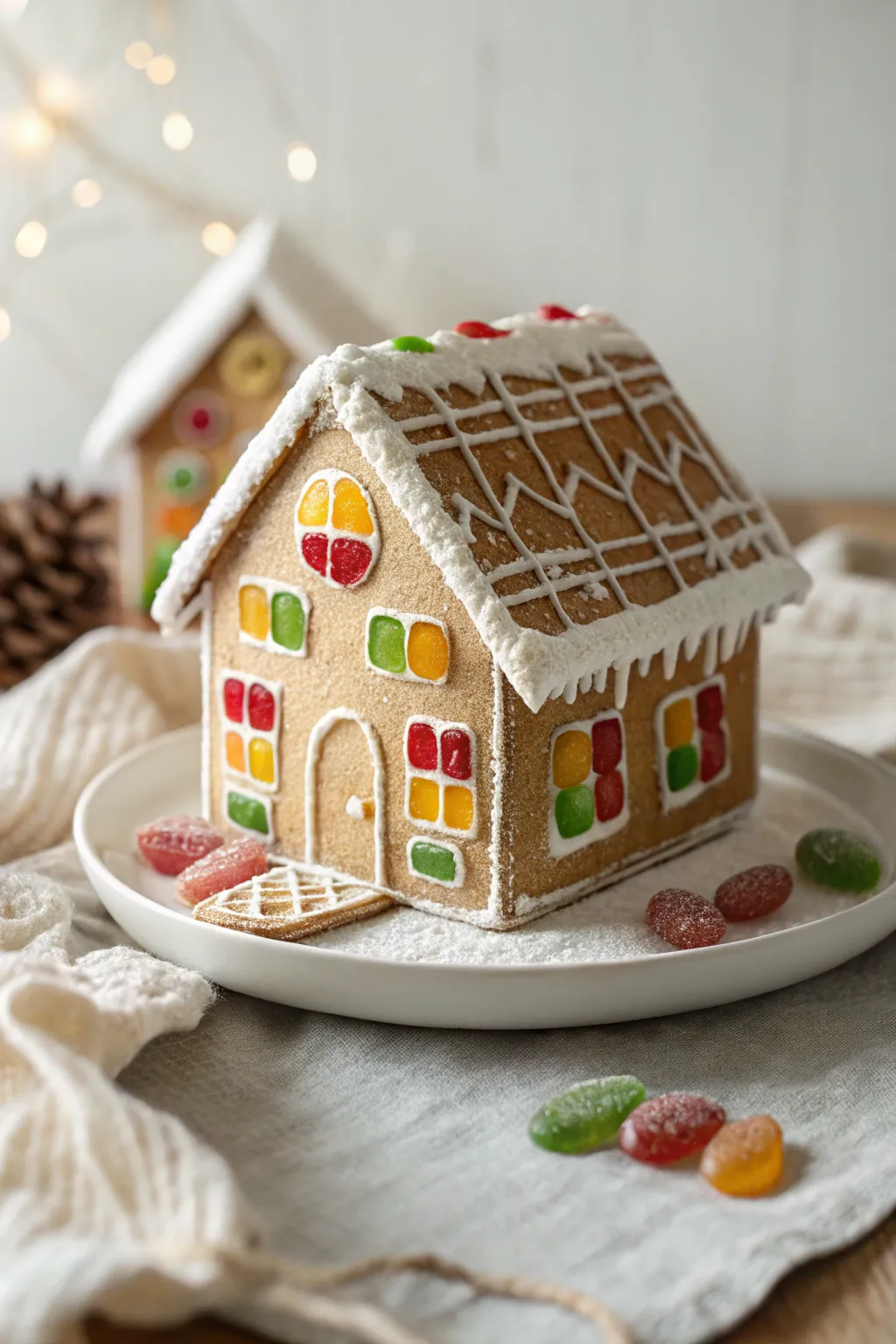 Illuminate your holiday decor with a touch of artistry—gingerbread houses with stained glass windows!