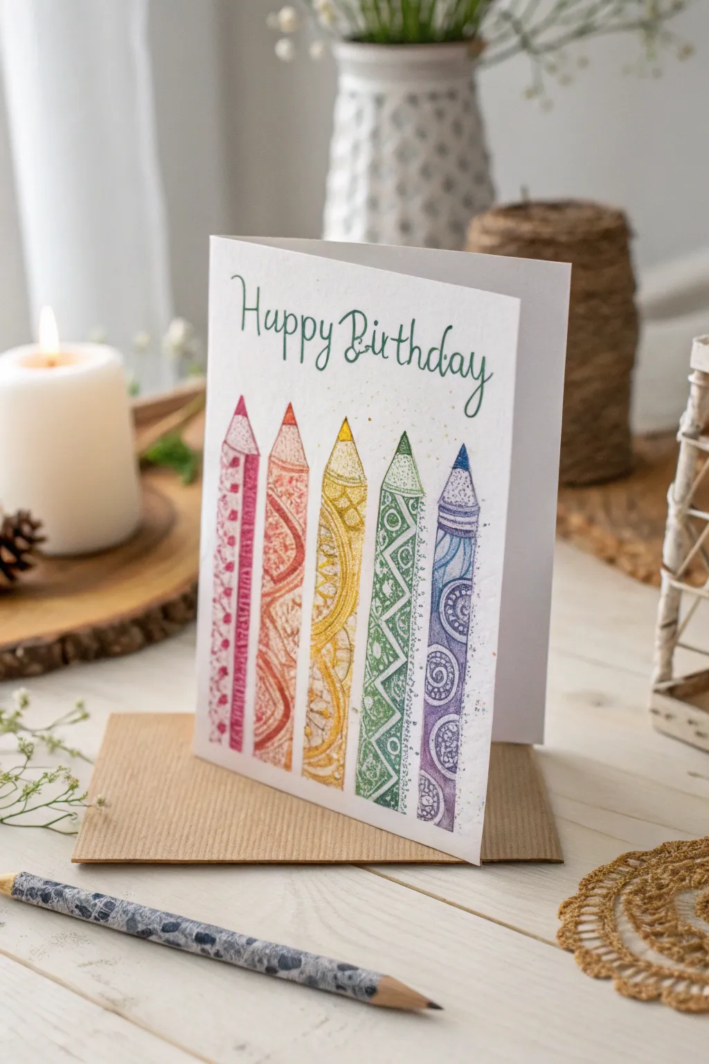 Discover the magic of crayon resist art: a charming and simple way to add a personal touch to your DIY birthday cards!