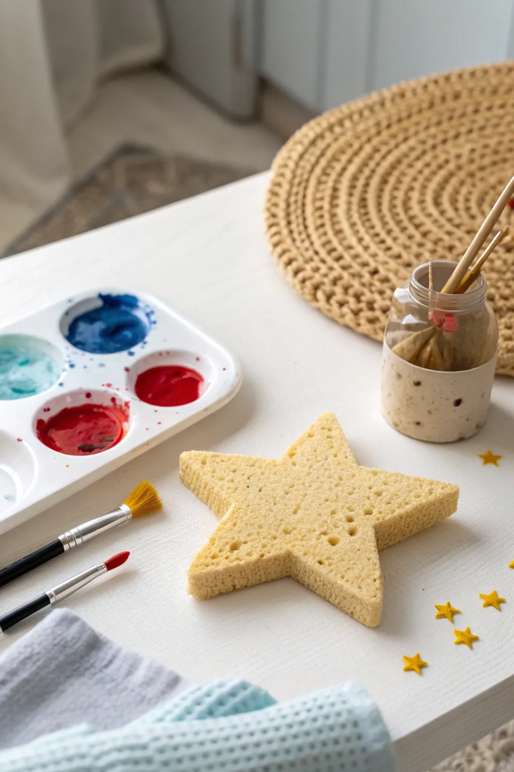 Craft a sky full of colors with sponge-painted fireworks!
