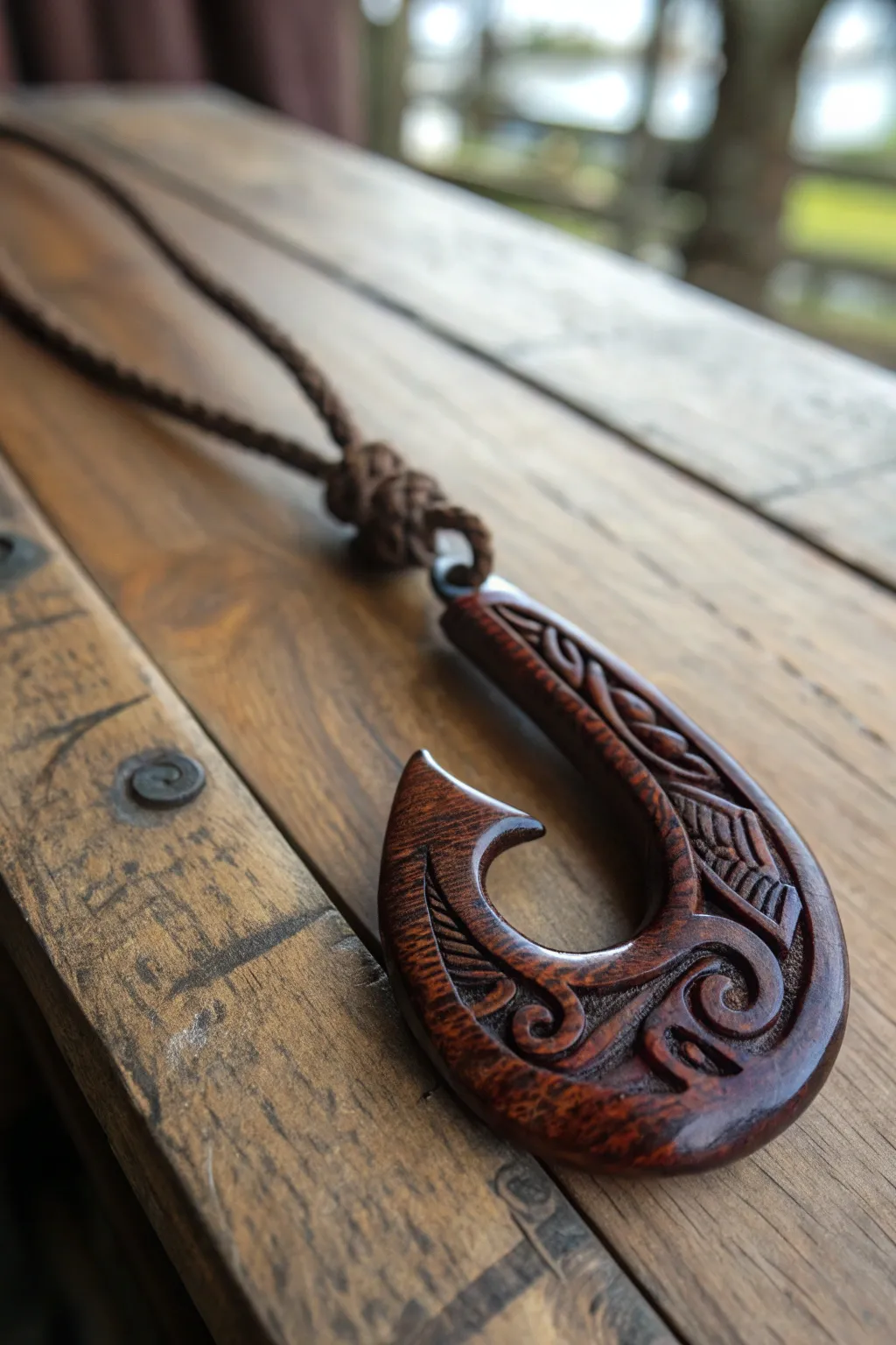 Master the art of whittling with this intricately designed wooden pendant, perfect for those who appreciate fine craftsmanship.