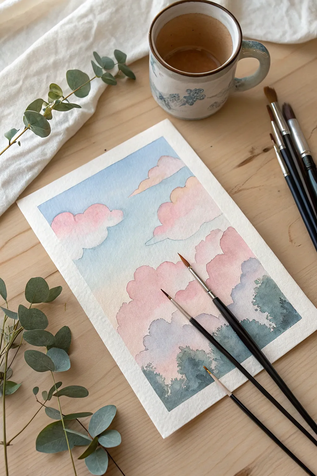 Embrace simplicity with playful clouds and urban lines; a perfect balance of nature and city charm.