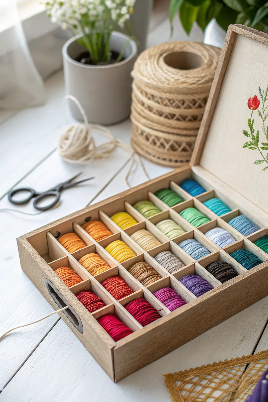 Organize your threads with minimalist elegance using this DIY cardboard organizer.