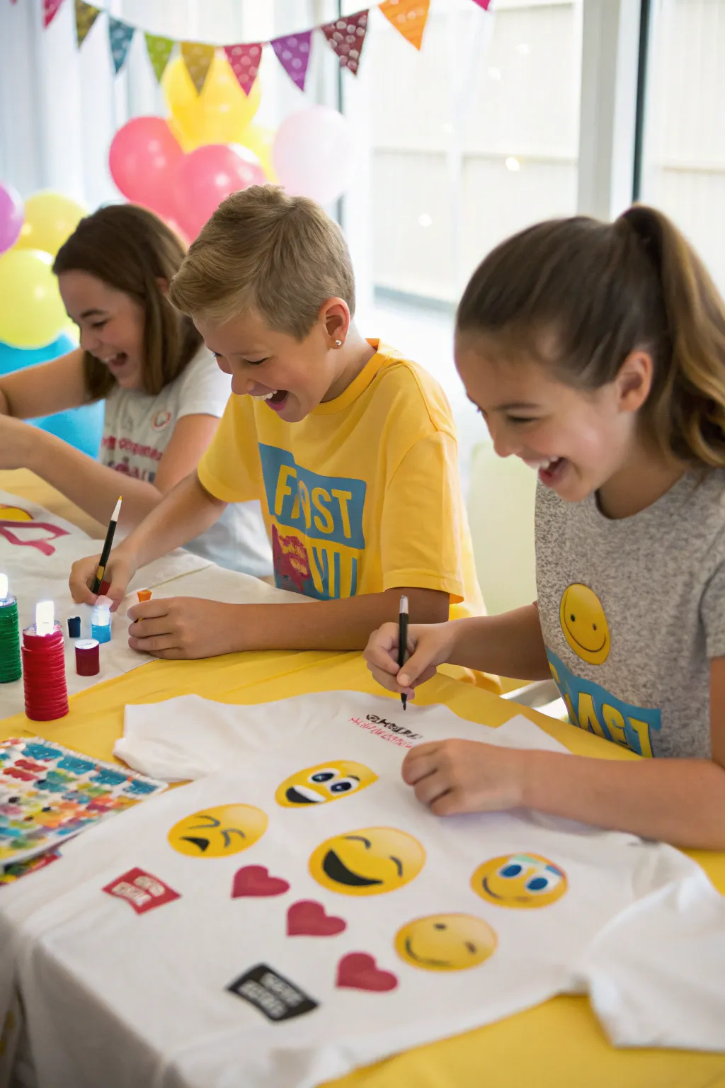 Kids love making their own personalized emoji T-shirts.