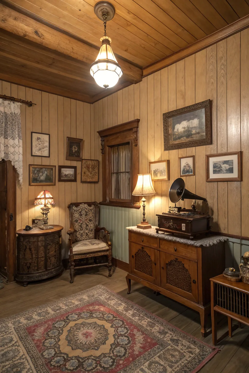 Tongue and groove paneling adds texture and interest.