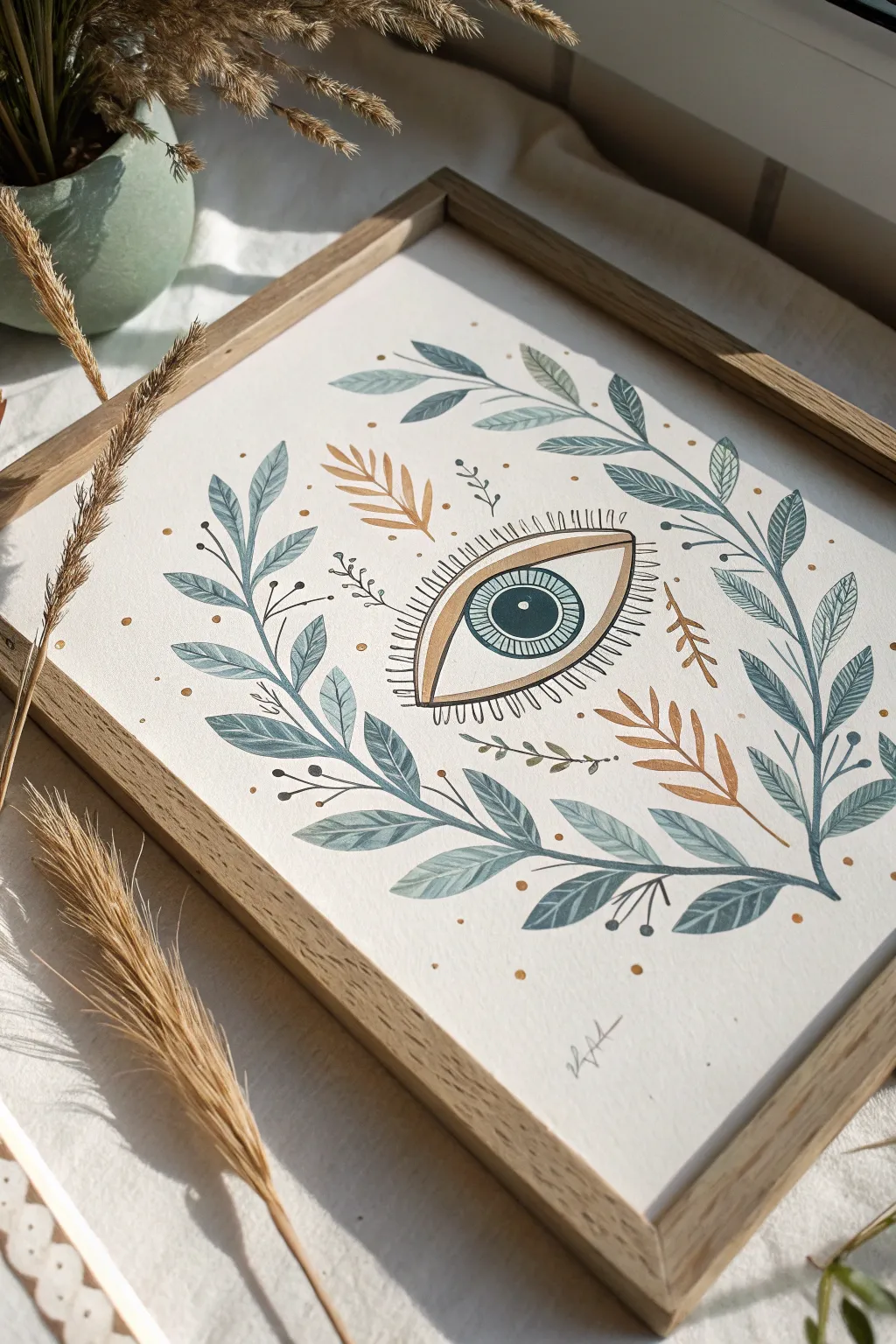 Embrace protection and peace with this nature-inspired evil eye art. 🌿✨