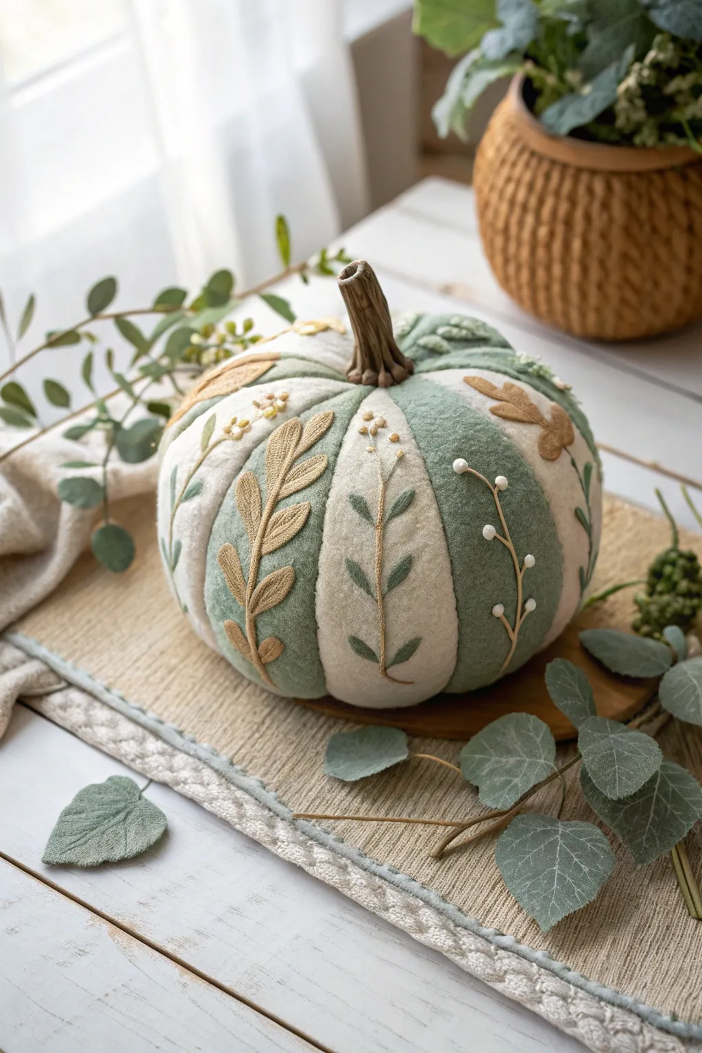 Whimsical Felt Creations: Elevate your decor with handcrafted felt pumpkins.