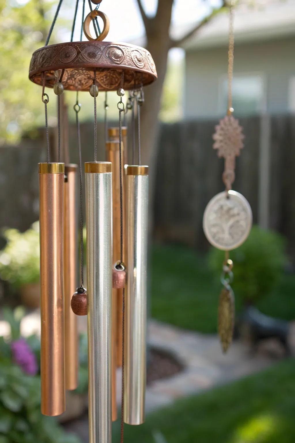 Harmony in Metal: Craftsmanship meets tranquility with these bespoke metallic wind chimes.