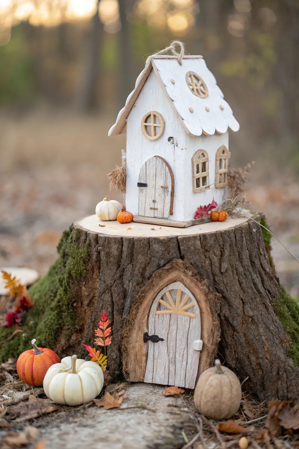 Embrace the magic of the seasons with a charming fairy house adorned in autumnal splendor. 🍂✨