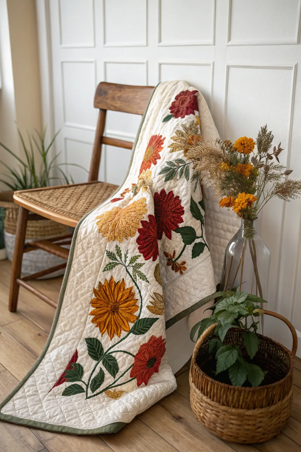 Embrace the warmth of fall with floral quilt patterns that bring nature's beauty into your home.