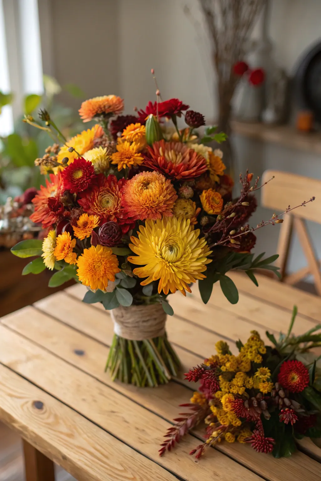 Strawflowers introduce playfulness and whimsy with their unique texture.